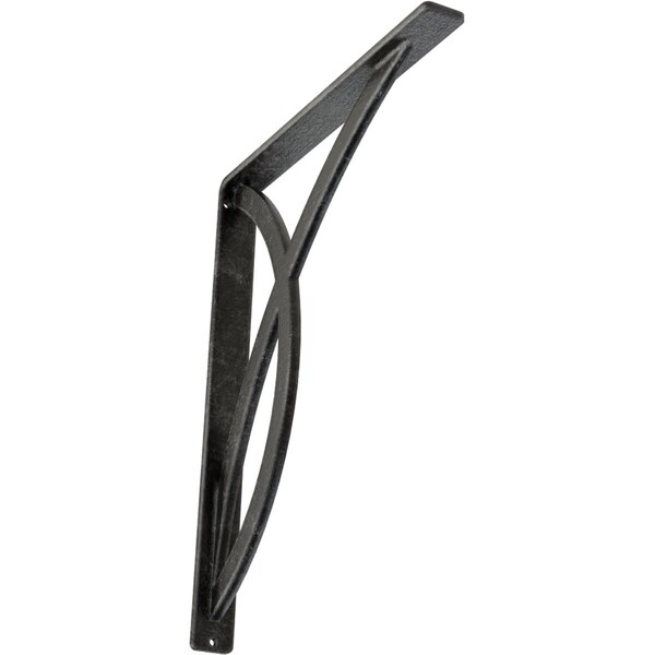 Ekena Millwork Miller Wrought Iron Bracket, (Single center brace), Antiqued Silver 1 1/2"W x 12"D x 15"H BKTM01X12X15SMIASV - main